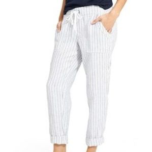 Athleta Bali Striped Cuffed Linen Pants